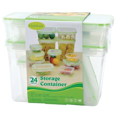 EuroHome 22-Piece Plastic Click-and-Lock Storage Container Set, Clear (CL468)