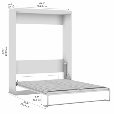 Bestar Pur 65W Queen Size Murphy Bed for Multipurpose Room, White (26184-17)