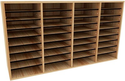 AdirOffice 500 Series 36-Compartment Literature Organizers, 39.3" x 11.8", Medium Oak, 2/Pack (500-36-MEO-2PK)