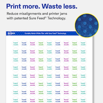 Avery Round Laser/Inkjet Multipurpose Labels, White, 108 Labels/Sheet, 50 Sheets/Pack (19479311241)