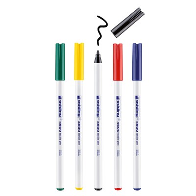 Edding Edd Textile Markers and Pens, 4600 Series Textile Pen, Assorted Ink, 5/Set (EDD446005)