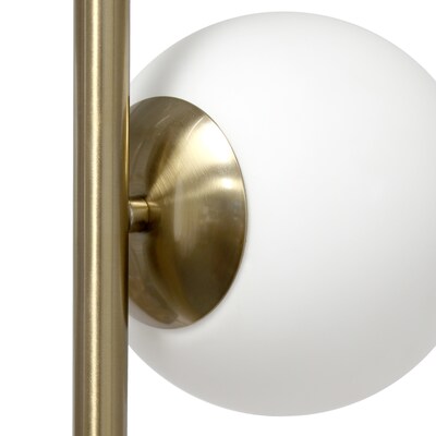 Simple Designs 66" Tall Mid Century Modern Standing Tree Floor Lamp with Dual White Glass Globe Shade, Gold (LF1044-GLD)
