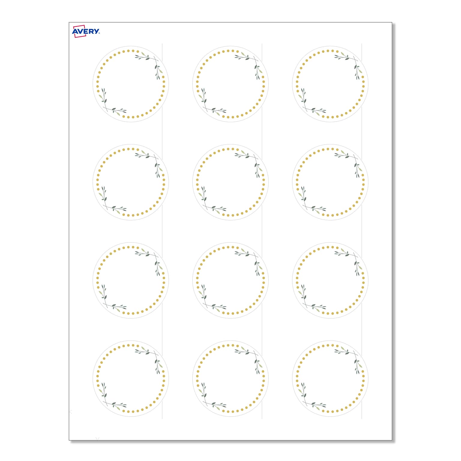 Avery Laser/Inkjet Circle Multipurpose Labels, 2 Dia., White, 120/Pack (S00D2T)
