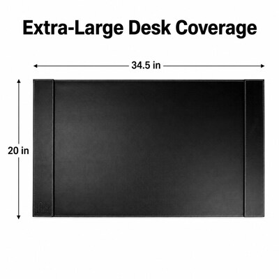 SUM Anti-Slip Faux leather Desk Pad with Side Rail, 34.5 x 24, Black (OSKDPD001)