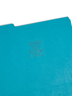 Smead File Folder, 1/3-Cut Tab, Letter Size, Teal, 100/Box (13143)