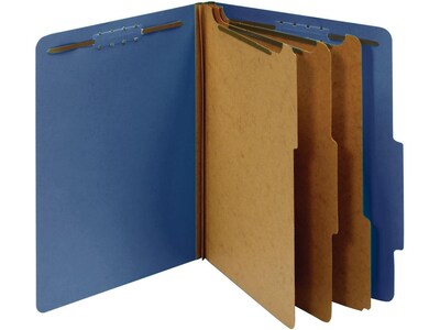 Pendaflex Pressboard Classification Folder, 3-Dividers, 3 1/2 Expansion, Letter Size, Dark Blue, 10/Box (24096)