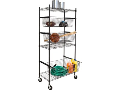 Honey-Can-Do 3-Shelf Metal Sports Equipment Storage Unit, 36, Black (SHF-08200)