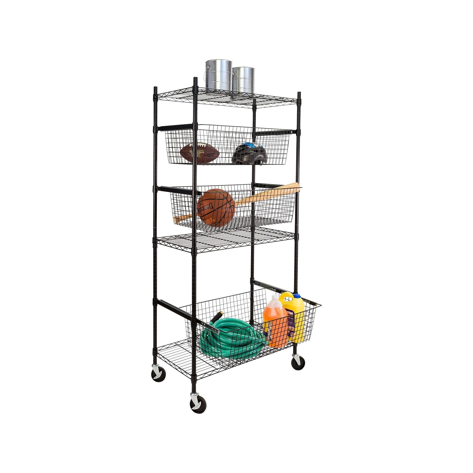 Honey-Can-Do 3-Shelf Metal Sports Equipment Storage Unit, 36, Black (SHF-08200)