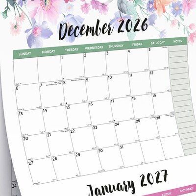 2026-2027 Blueline Colorful Passion Floral 12.25" x 27" Three-Month Wall Calendar (C171129-27)