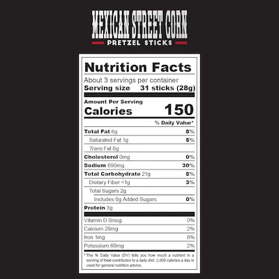 Pop Daddy Mexican Street Corn Seasoned Pretzels, 3 oz., 15/Pack (220-02550)