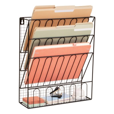 Mind Reader Metal Front Loading Letter Tray, Letter Size, Black (MAGMWIRE-BLK)