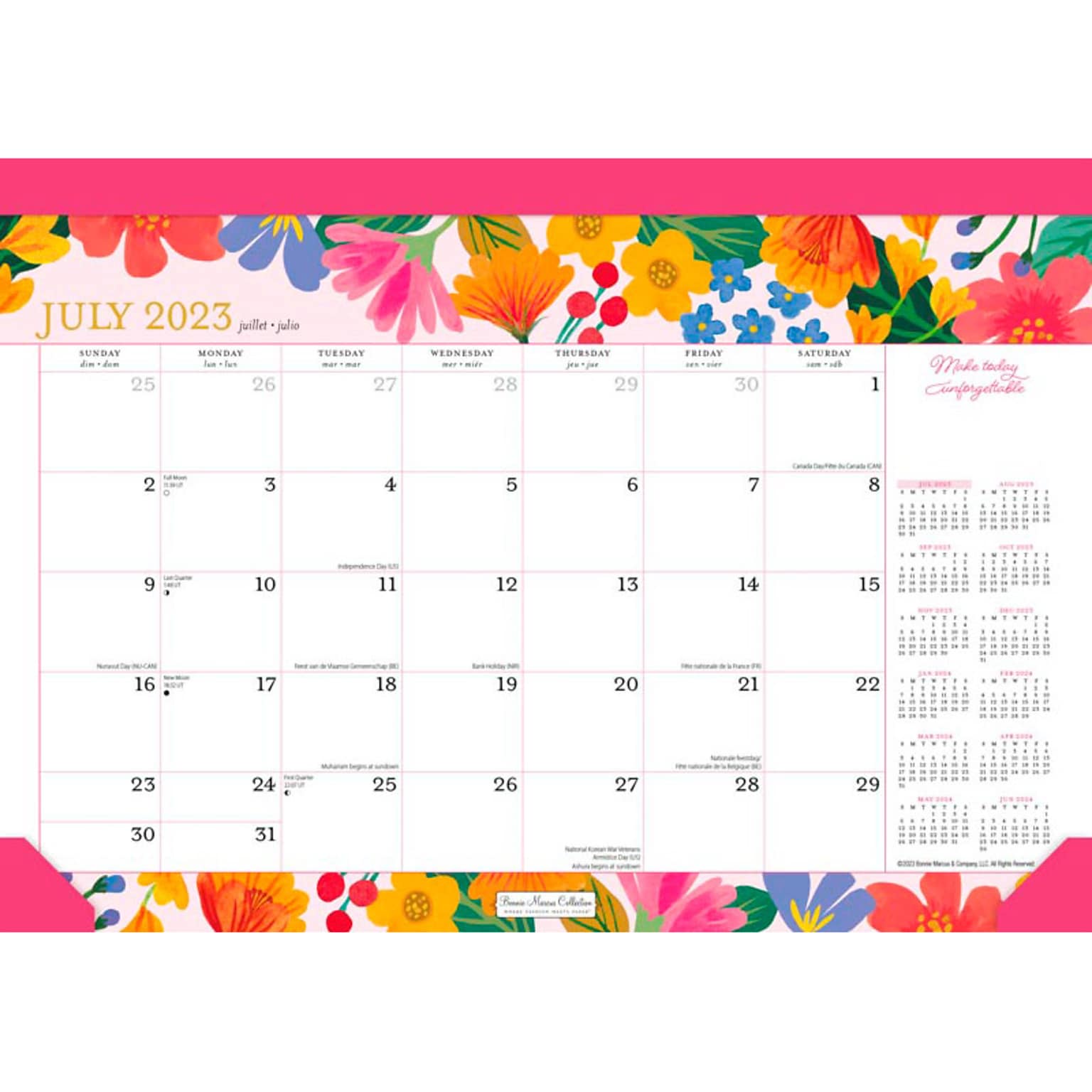 2023-2024 Plato Bonnie Marcus 14 x 10 Academic & Calendar Monthly Desk Pad Calendar (9781975472085)