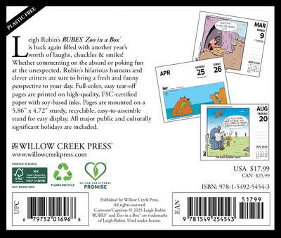 2026 Willow Creek Zoo In A Box 6.2 x 5.4 Day-to-Day Calendar (54543)
