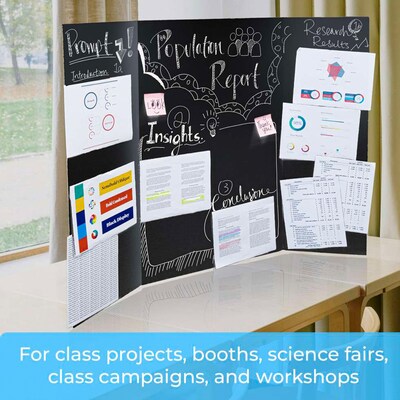 Bazic Tri-Fold Presentation Board, 36" x 48", Paper, Black, 24/Carton (BAZ5034)