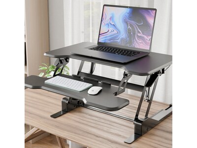 Mount-It! 30"W Manual Rectangular Adjustable Standing Desk Converter, Black (MI-15009S)