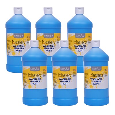 Handy Art Little Masters Washable Tempera Paint, Light Blue, 32oz., 6/Pack (RPC213722-6)