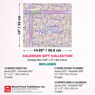 2027 BrownTrout House of Turnowsky Blissful Blossom 14.25" x 13" Monthly Calendar, Assorted Colors (9798330716265)