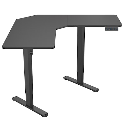 Mount-It! 47W Electric L-Shaped Corner Adjustable Standing Desk, Black (MI-15003)