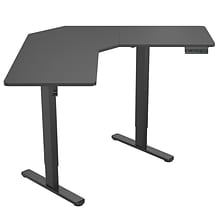Mount-It! 28-47H L-Shape Electric Adjustable Height Standing Corner Desk, Black (MI-15003)