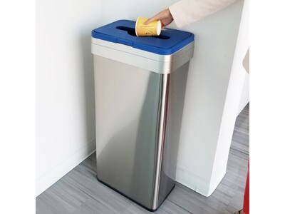 HLS Commercial Stainless Steel Recycling Bin, 21-Gallon, Blue/Silver (HLS21UOTREC)