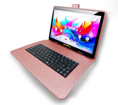 Linsay F10 Series 10.1" Tablet, Wi-Fi, Octa Core, 256GB eMMC, Android 15, with Purple Unique Oracle Keyboard Case & Briefcase