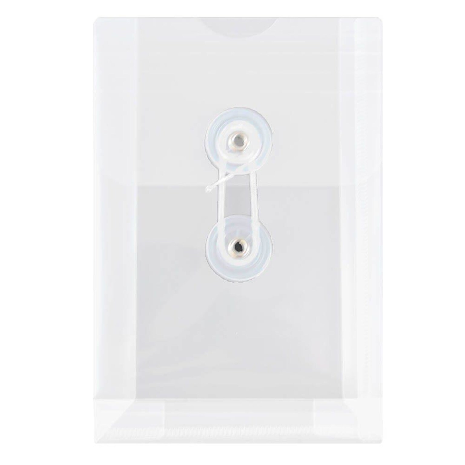 JAM Paper Premium Plastic Filing Envelope with Button & String Closure, 4 1/4 x 6 1/4, Clear, 3/Pack (473B1CLX3)