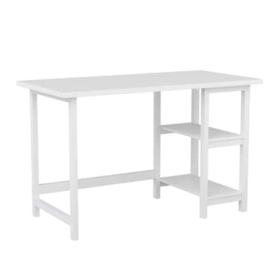 Martha Stewart Beckett 48W Solid Wood Rectangular Home Office Trestle Desk, White Wood Grain (BLNFY