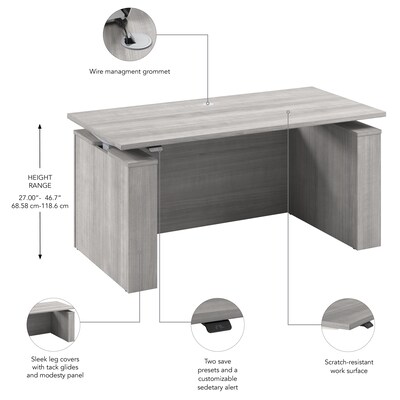 Bush Business Furniture Stratus 60"W Electric Rectangular Adjustable Standing Desk with Modesty Panel, Platinum Gray (SUT003PG)