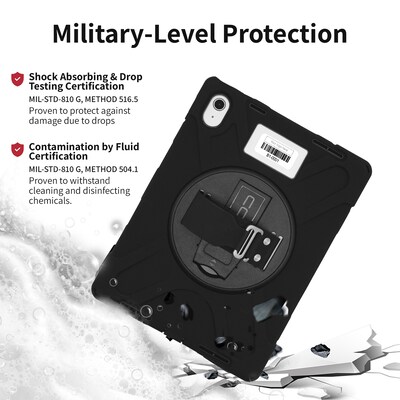 CODi Rugged iPad 11" (A16/11th Gen) & iPad 10.9" (10th Gen) Case w/ Integrated Screen Protector, black (C30705069IS)