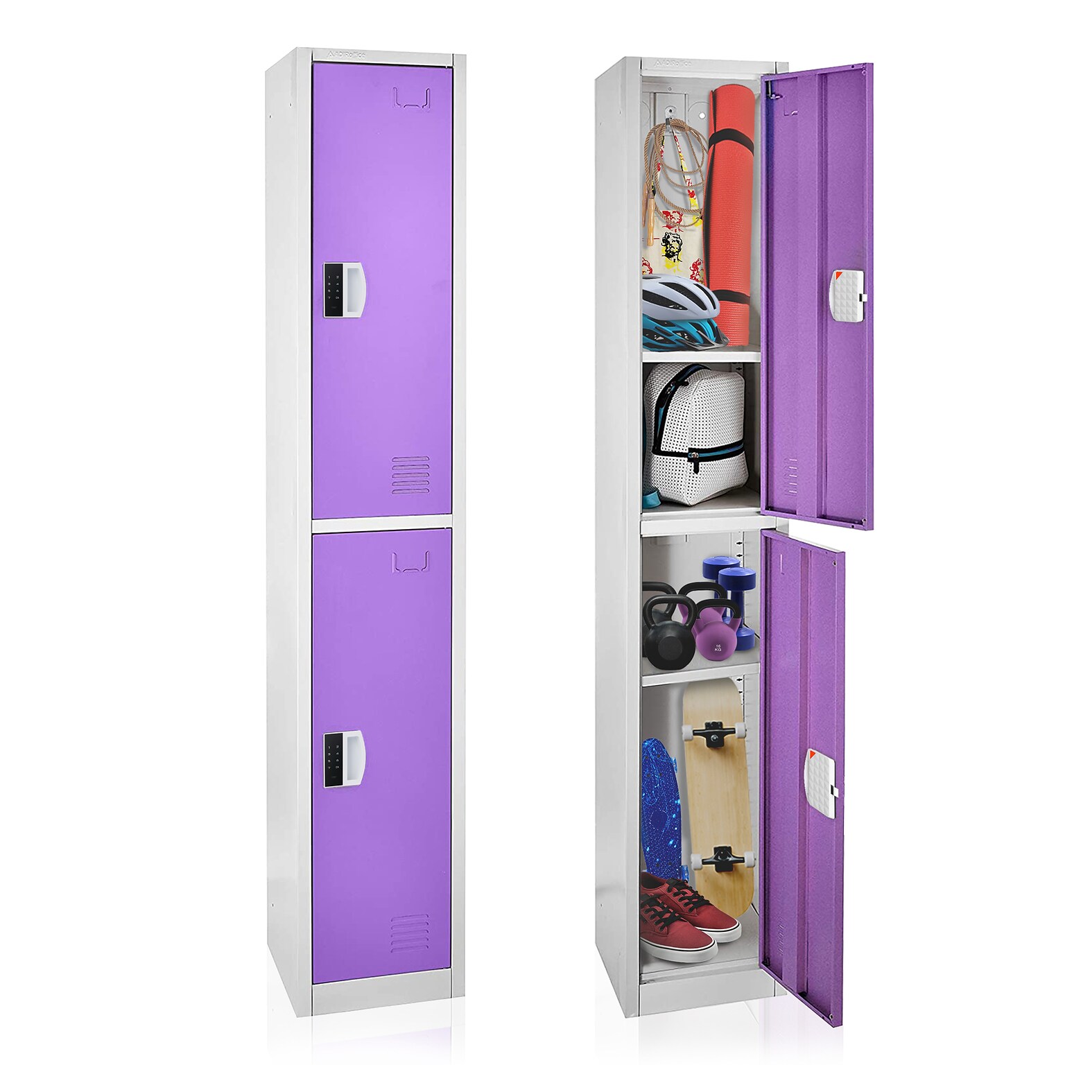 AdirOffice 72H 2-Tier Purple Storage Locker (ADI629-202-PUR-DL)