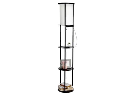 Simple Designs 62.5" Matte Black Floor Lamp with Cylindrical Shade (LF2010-BLK)