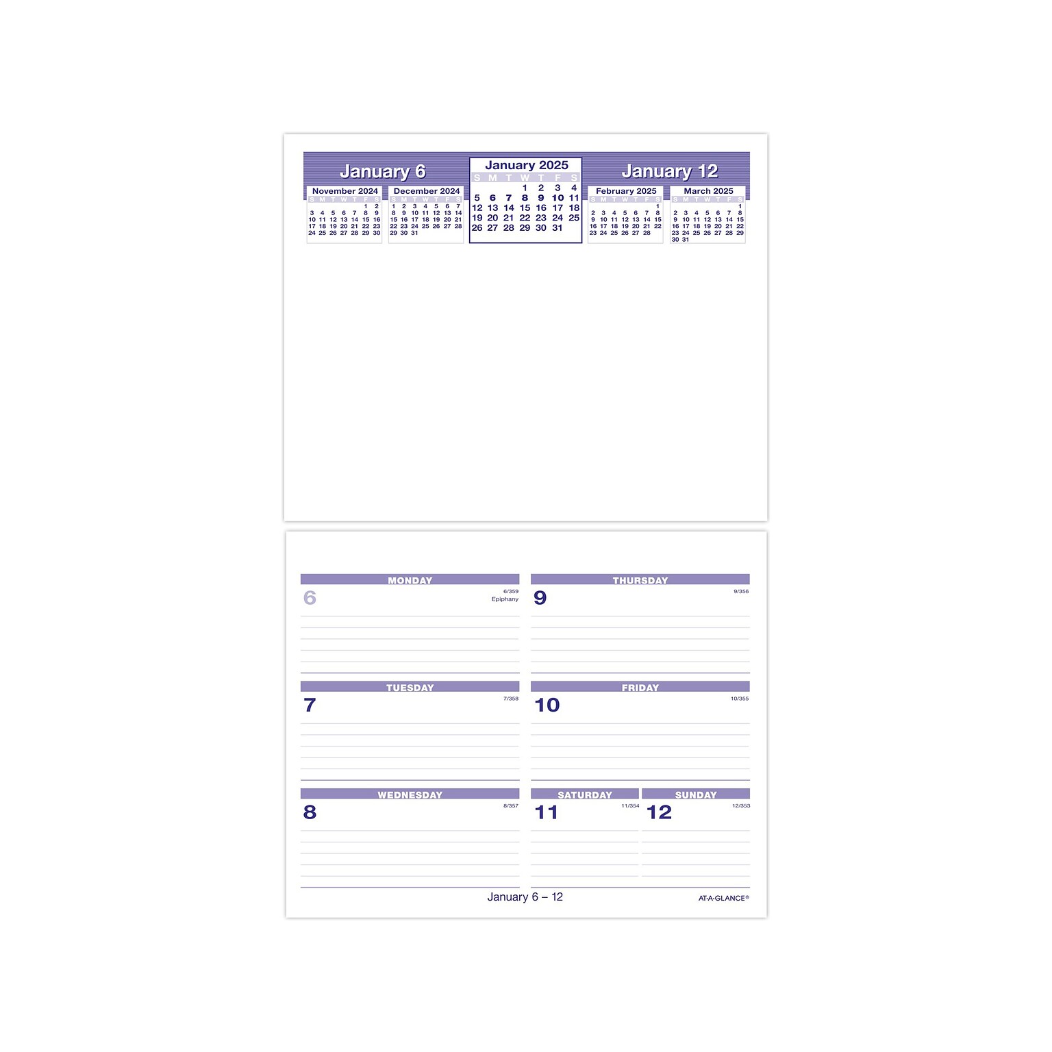 2025 AT-A-GLANCE Flip-A-Week 7 x 5.5 Weekly Desk Calendar Refill, White/Blue (SW705X-50-25)