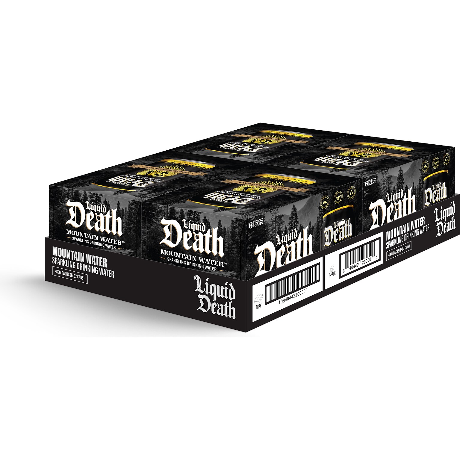 Liquid Death Sparkling Mountain Water, 12 fl. oz., 6 Cans/Box, 4 Boxes/Carton (LD-12-S-4x6pk)