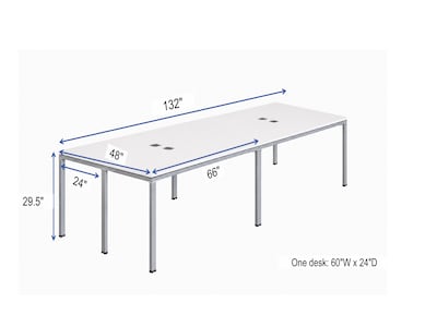 Boss Office Products Simple System 66"W Desk, White, 4/Set (SGSD015-102-WT)