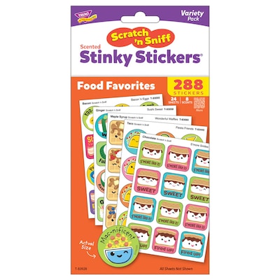 Trend Enterprises Food Favorites Scratch 'n Sniff Stinky Stickers Variety Pack, 288/Pack (T-83928)
