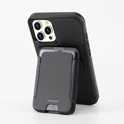 SaharaCase Raider MagSafe Wallet with Screen Protector for iPhone 16 Pro Max, Shock Absorbing, Scorpion Black (CP00688)