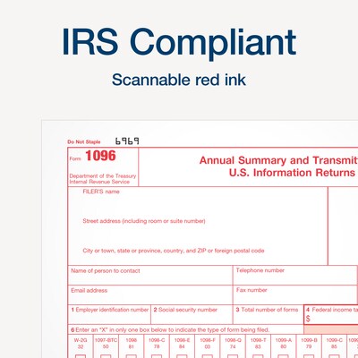 Adams 2025 1096 Summary Tax Form, 1-Part, A, 10/Pack (STAX1096-25)