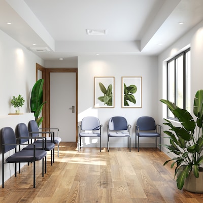 Flash Furniture Tiffany Vinyl Reception Side Stacking Chair, Navy (BT5161NVYVINYL)