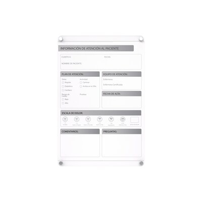Ghent Slide Changeable Patient Room Glass Dry-Erase Whiteboard, 36"H x 24" W (GRPHMYRNFM11P-23-12V)