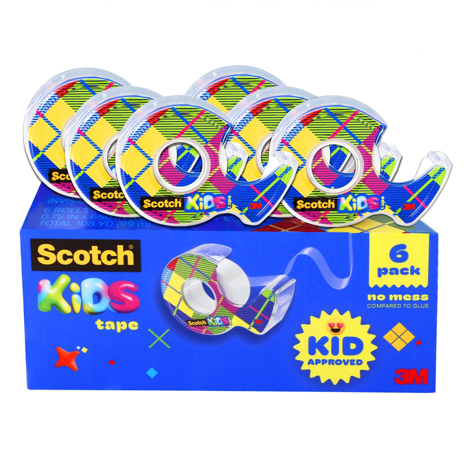 Scotch Kids Invisible Tape with Refillable Dispenser, 0.75 x 18 yds., 1 Core, 6 Rolls/Pack (KT-MA-6-650)