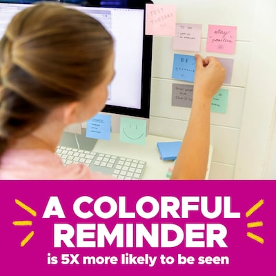 Post-it Recycled Super Sticky Notes, 3" x 3", Wanderlust Pastels Collection, 70 Sheets/Pad, 12 Pads/Pack (654R-12SSNRP)