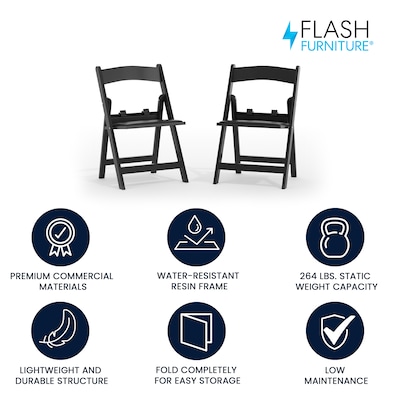 Flash Furniture HERCULES Resin Kids Folding Chairs with Black Vinyl Padded Seat, 2-Pieces (2LEL1KBK)