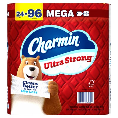 Charmin Ultra Strong Mega Toilet Paper 220 Sheets/Roll, 24 Rolls/Pack (132140)