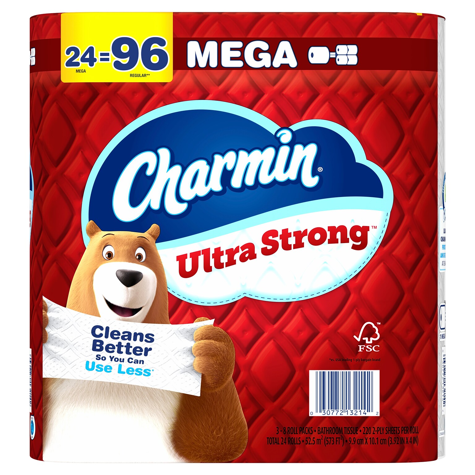 Charmin Ultra Strong Mega Toilet Paper 220 Sheets/Roll, 24 Rolls/Pack (132140)