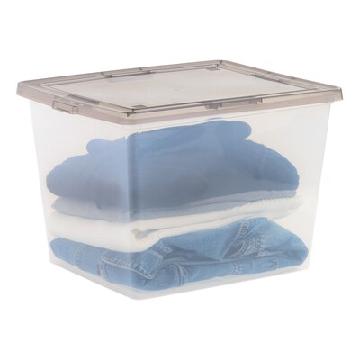 Iris 36 Quart Snap Top Plastic Snap Closure Storage Bin, Clear, 6/Pack (585105)