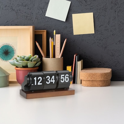 La Crosse Clock Rollins Mechanical Black Flip Analog Quartz Tabletop Clock (536-526B)