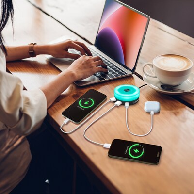 Fisher Tech Essentials 4-in-1 Wireless Charging Hub, 15W, 3-ft., Black (FWIC297K)