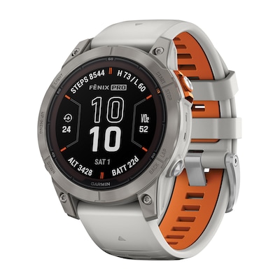 Garmin fenix 7 Pro Sapphire Solar Edition Smartwatch, Fog Gray & Ember Orange, 47mm (GRM0277720)