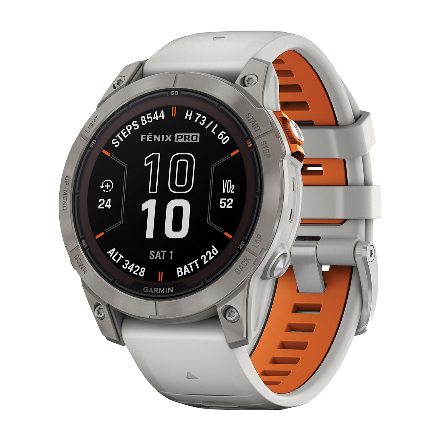 Garmin fenix 7 Pro Sapphire Solar Edition Smartwatch, Fog Gray & Ember Orange, 47mm (GRM0277720)