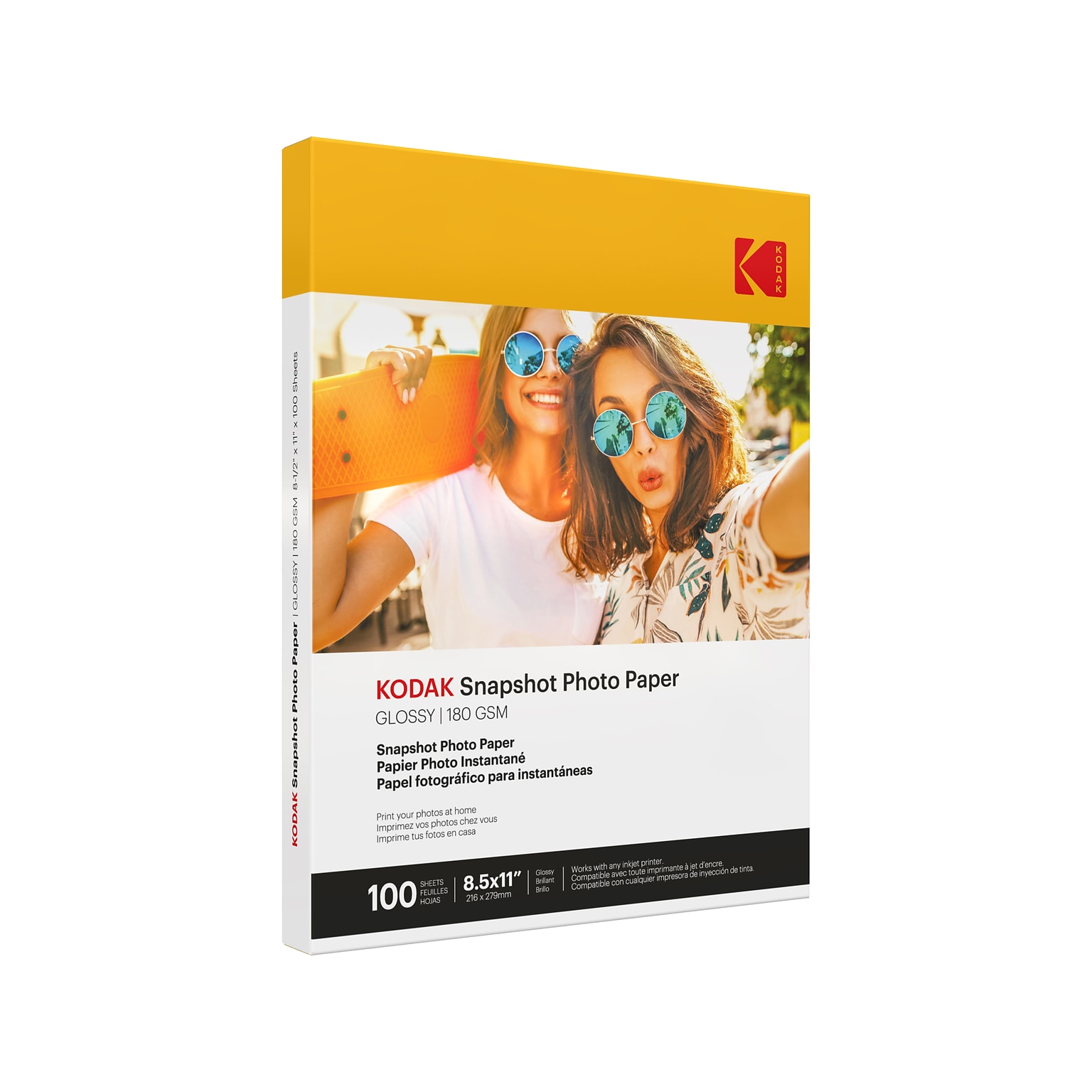 Kodak Snapshot Glossy Photo Paper, 8.5 x 11, 100 Sheets/Pack (41302)